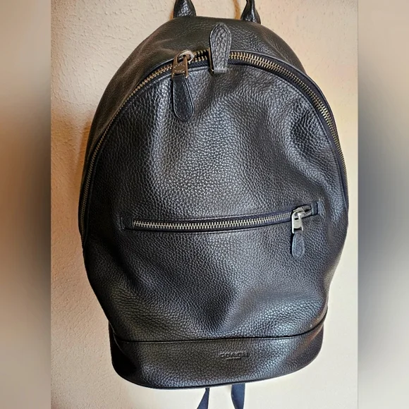 Coach Black Leather Backpack - Picture 1 of 4